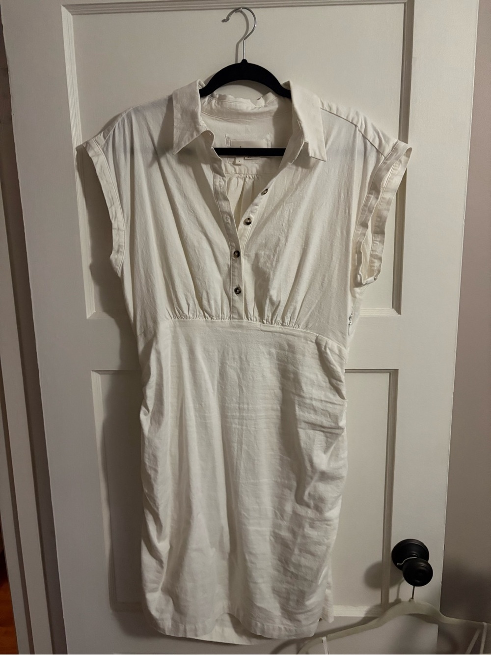 Anthropologie Cream Button-Front Shirt Dress